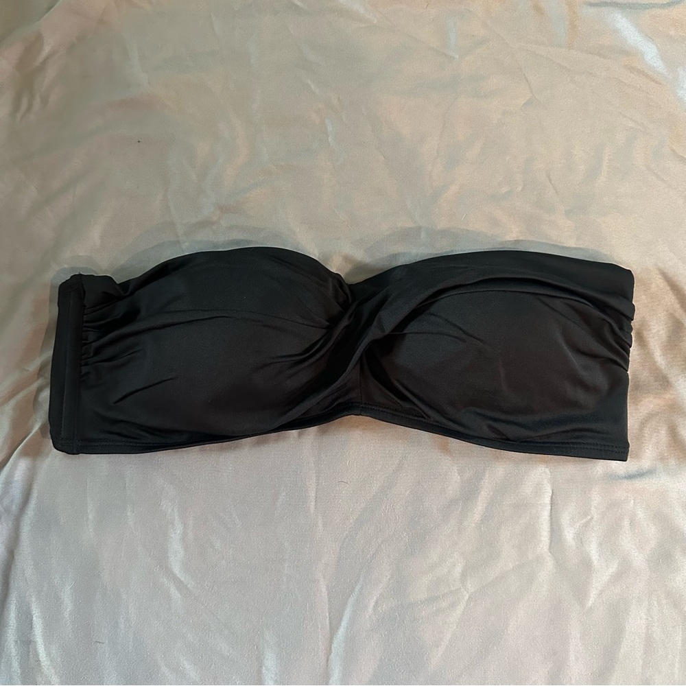 Kona Sol - Twist Front Bandeau Swim Top - Black - Sz: L